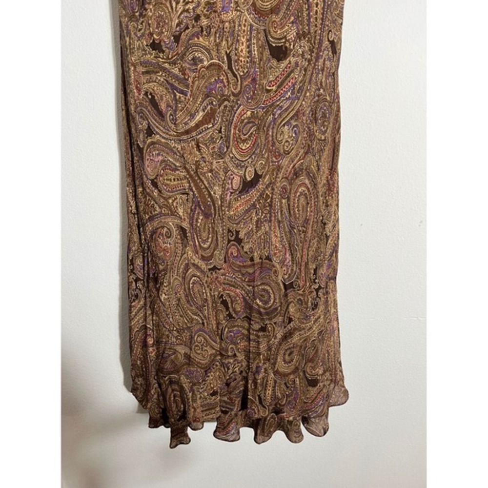 VINTAGE 90s JONES NEW YORK Bias Cut 100% Silk Paisley Midi Dress - Picture 5 of 11
